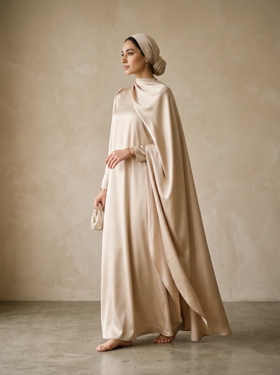 Abaya Satin Champagne Impérial